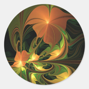 Sticker Rond Imaginaire Plante Abstrait rouille verte Brown fra