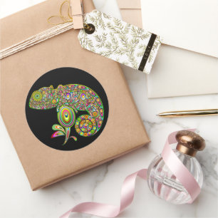 Sticker Rond Imaginaire psychédélique de Chameleon