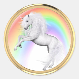 Sticker Rond Imaginaire Rainbow Unicorn