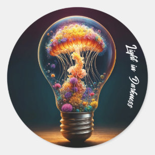 Sticker Rond Imaginaire verre bulbe aquatique luminosité créati