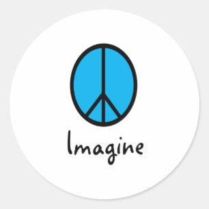 Sticker Rond Imaginez le symbole de paix BLUE