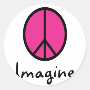 Sticker Rond Imaginez le symbole PINK PEACE