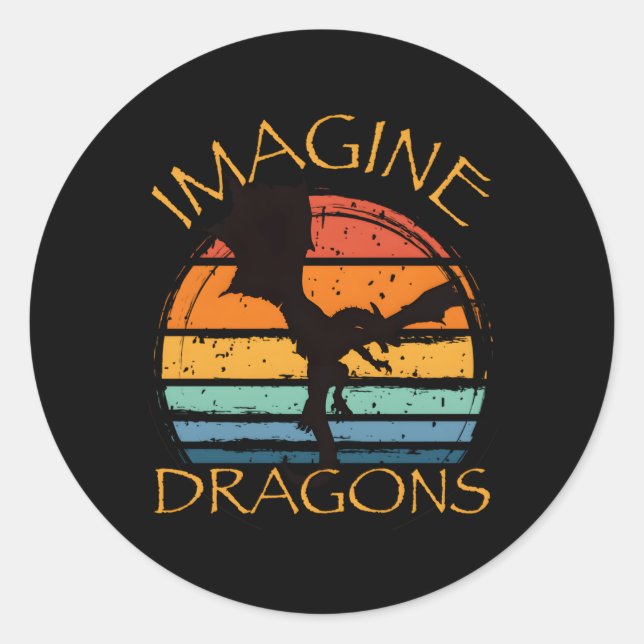 Sticker Rond Imaginez l'Imaginaire Mythique Dragon Wings Style (Devant)
