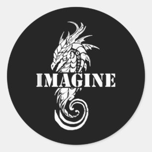 Sticker Rond Imaginez un style de tatouage de dragon d'Imaginai