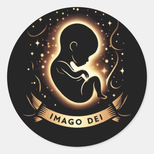 Sticker Rond Imago Dei, à l'image de Dieu, Bébé dans le sein, (Devant)