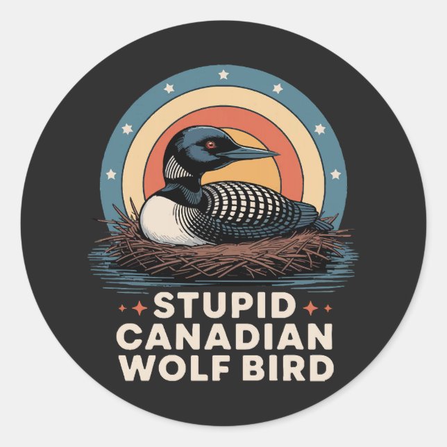 Sticker Rond imbécile canadienne féminine (Devant)