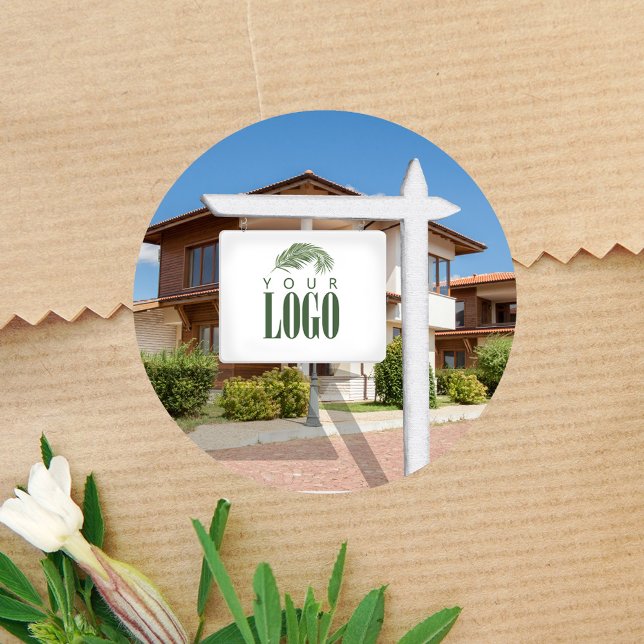 Sticker Rond Immobilier Ajouter votre logo Photo personnalisée (real estate sign add your logo sticker)