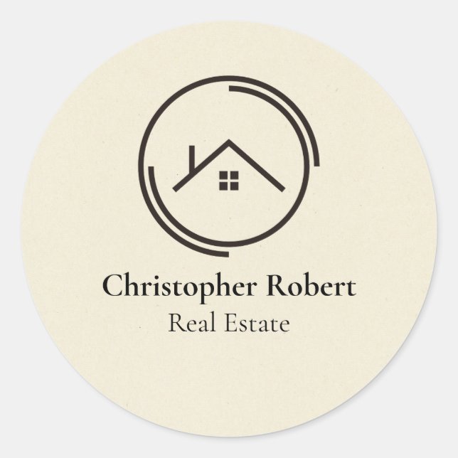 Sticker Rond Immobilier blanc minimaliste (Devant)