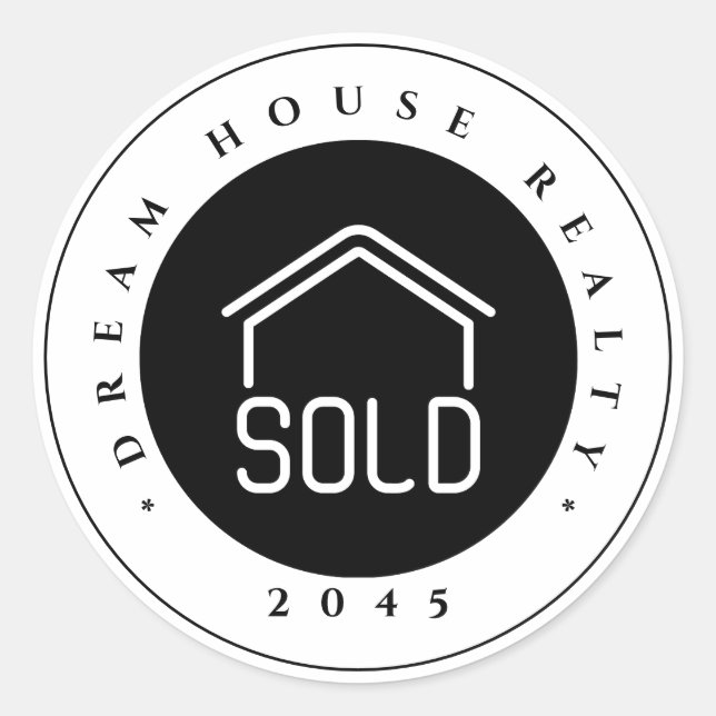 Sticker Rond Immobilier élégant vendu  (Devant)