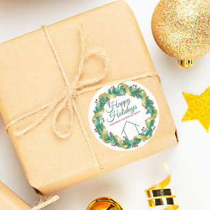 Sticker Rond Immobilier Entreprise Noël Élégant cadeau personna
