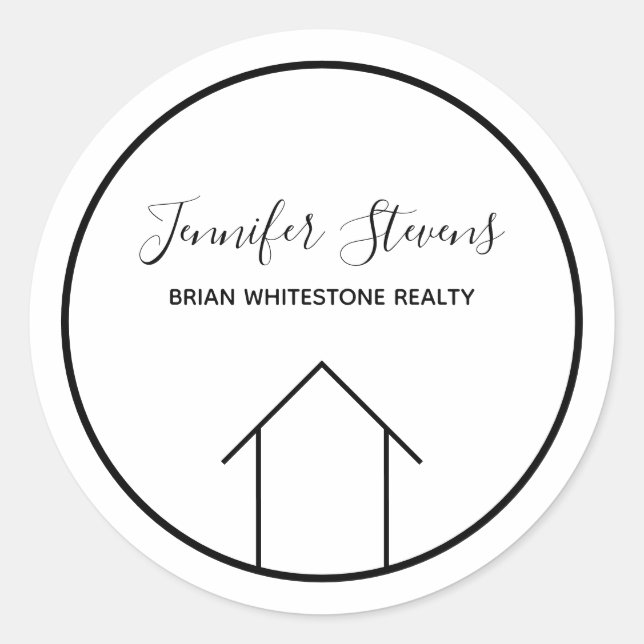 Sticker Rond Immobilier Maison Moderne Personnalisé Entreprise  (Devant)