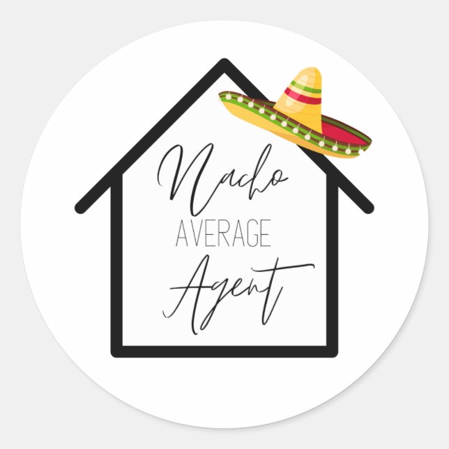 Sticker Rond Immobilier Nacho moyen agent marketing (Devant)
