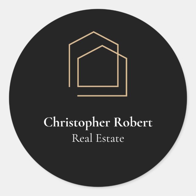Sticker Rond Immobilier noir classique (Devant)