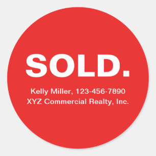 Sticker Rond Immobilier VENDU Minimaliste Agent Immobilière P