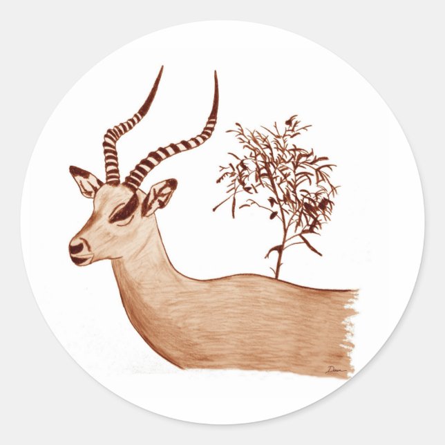 Sticker Rond Impala Antelope Dessin animalier Sketch (Devant)