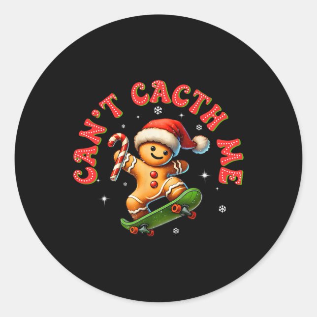 Sticker Rond Impossible de m'attraper Groovy Noël Biscuit en pa (Devant)