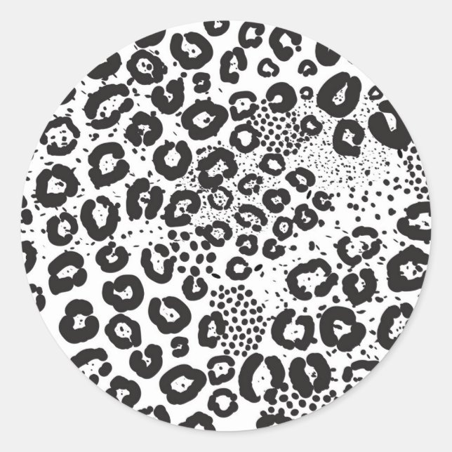 Sticker Rond Impression animale noir blanc léopard guépard (Devant)