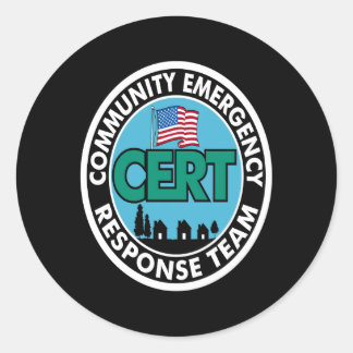 Sticker Rond Impression arrière blanche de l'équipe de réponse 