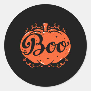 Sticker Rond Impression Boo Halloween Citrouille Drôle Graphiqu