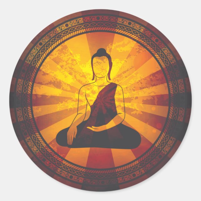 Sticker Rond Impression Bouddha vintage (Devant)