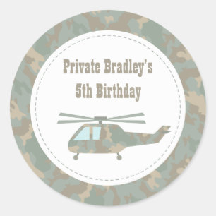 Sticker Rond Impression camouflage Hélicoptère Armée Fête d'ann