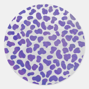 Sticker Rond Impression dalmate violet et blanche