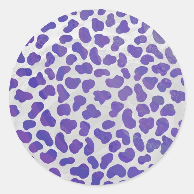 Sticker Rond Impression dalmate violet et blanche (Devant)