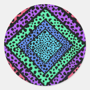 Sticker Rond Impression d'animal guépard arc-en-ciel géométriqu