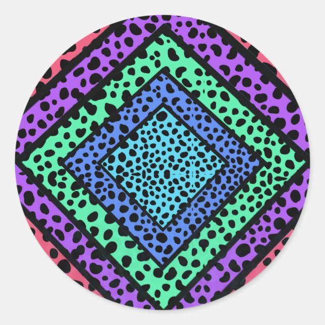 Sticker Rond Impression d'animal guépard arc-en-ciel géométriqu (Devant)