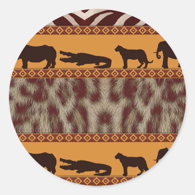 Sticker Rond Impression d'animal tribal moderne africain léopar (Devant)