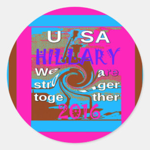 Sticker Rond Impression d'art abstrait Rétro USA Unis ensemble