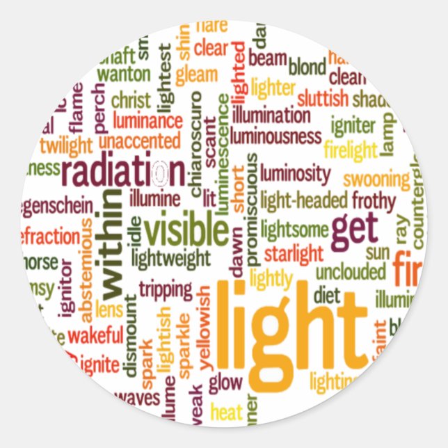 Sticker Rond Impression d'art de nuage de mots lumineux (Devant)