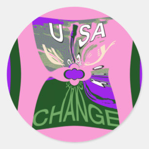 Sticker Rond Impression d'art sur le changement aux États-Unis