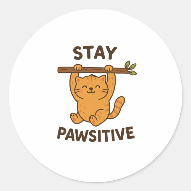 Sticker Rond Impression de citation inspirante "Restez pawsitif (Devant)