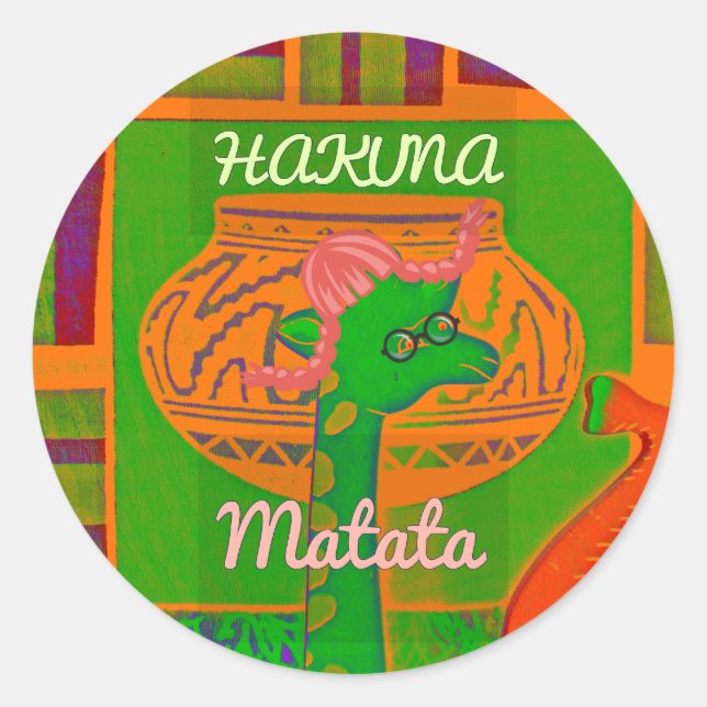Sticker Rond Impression de la Giraffe Hakuna (Devant)