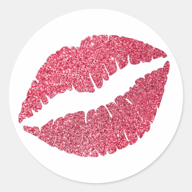 Sticker Rond Impression de lèvres pailletées cramoisies (Devant)