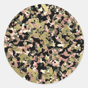 Sticker Rond Impression de motif de camouflage noir vert rose o