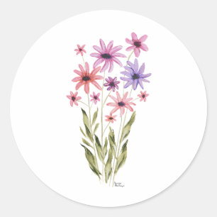 Sticker Rond Impression de photo d'un bouquet fantaisiste de fl