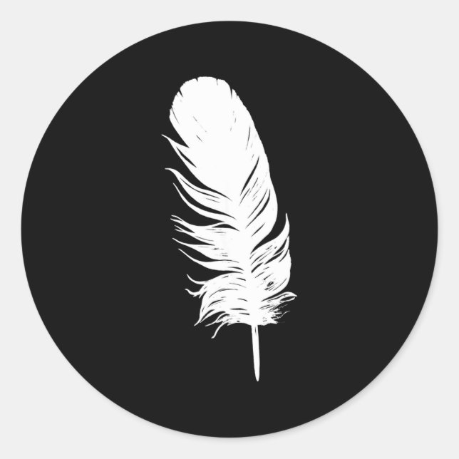 Sticker Rond Impression de plume blanche graphique décontracté  (Devant)