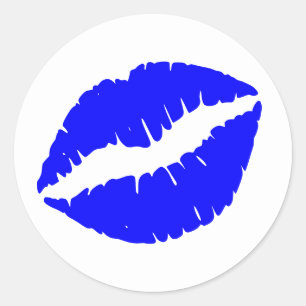 Sticker Rond Impression de rouge à lèvres bleu