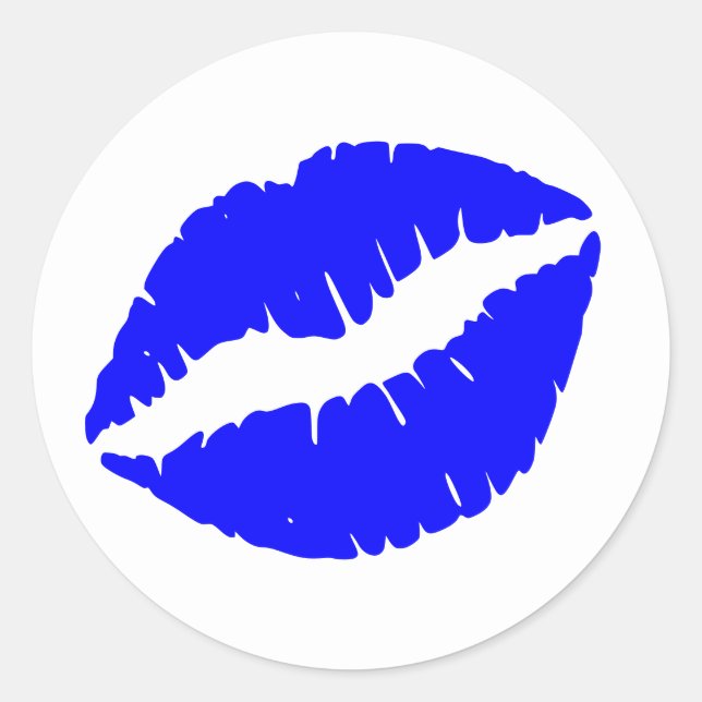 Sticker Rond Impression de rouge à lèvres bleu (Devant)
