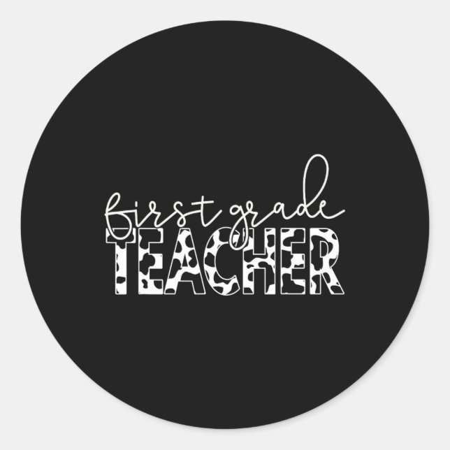 Sticker Rond Impression de vache pour l'école élémentaire de pr (Devant)