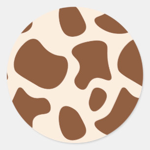 Sticker Rond Impression de vache rose et Brown