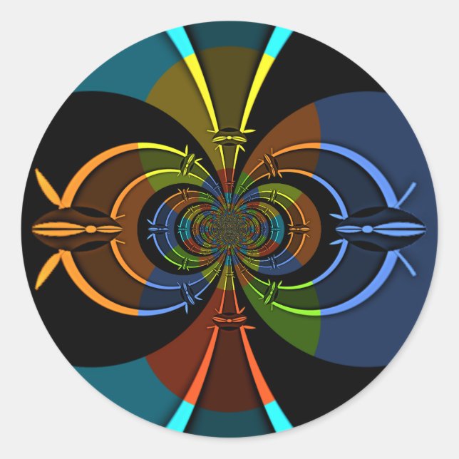 Sticker Rond Impression d'une éclatement de couleur Abstraite (Devant)