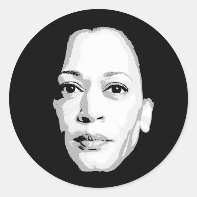 Sticker Rond Impression faciale Kamala Harris (Devant)
