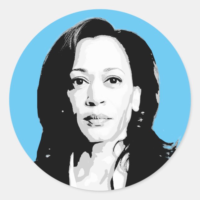 Sticker Rond Impression faciale Kamala Harris (Devant)