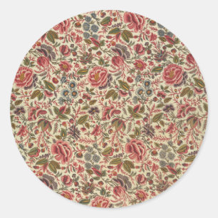 Sticker Rond Impression florale vintage colorée