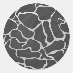 Sticker Rond Impression Giraffe noir et gris clair