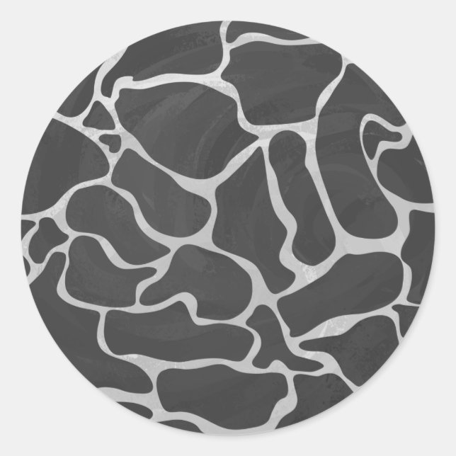 Sticker Rond Impression Giraffe noir et gris clair (Devant)