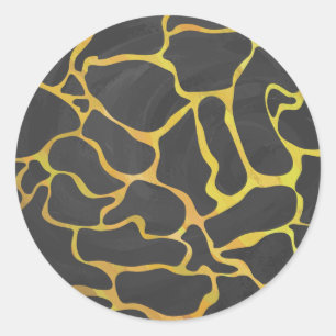 Sticker Rond Impression Giraffe noir et jaune